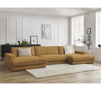 Canapé panoramique fixe LEONARD velours côtelé jaune BOBOCHIC 6 places Jaune