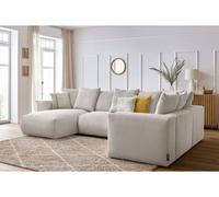 Canapé panoramique fixe modulable VOLTAIRE 1 méridienne, 1 chauffeuse 2 place, 1 angle, 1 chauffeuse 1 place beige angle gauche BOBOCHIC 5 places Angle gauche Beige