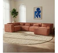 Canapé panoramique fixe NUNA 7 places chaise droite tissu terracotta
