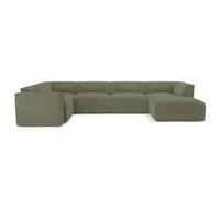 Canapé panoramique fixe NUNA 7 places chaise droite velours côtelé vert