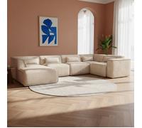 Canapé panoramique fixe NUNA 7 places chaise gauche tissu taupe