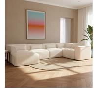 Canapé panoramique fixe NUNA 7 places chaise gauche velours côtelé beige