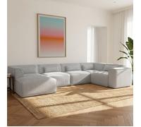 Canapé panoramique fixe NUNA 7 places chaise gauche velours côtelé gris