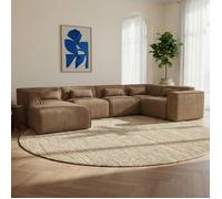 Canapé panoramique fixe NUNA 7 places chaise gauche velours côtelé marron