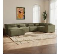 Canapé panoramique fixe NUNA 7 places chaise gauche velours côtelé vert