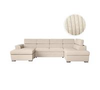 LOUNGITUDE Canapé panoramique Paola Convertible avec 2 coffres en Velours côtelé