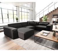 Canapé panoramique Sirpio 300x210 cm Microfibre Noir Recamiere variable