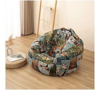 Canapé paresseux de style ethnique avec housse amovible | Canapé-lit simple inclinable pour chambre à coucher | Pouf avec rembourrage pour intérieur et extérieur Tatami doux, bleu, M