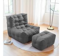 Canapé Paresseux sans Remplissage, Pouf avec Housse de Repose-Pieds, Tissu Technique en Microfibre imperméable, Simili Cuir, Dossier Haut, Chaise Longue, canapé for intérieur et extérieur (Couleur :