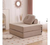 Canapé Pliant, Canapé, Mousse à Mémoire avec Coussin, Fauteuil Lit, Canapé Paresseux, Triple Convertible, Lits d'invités, Housse Lavable, Kaki, 80cm