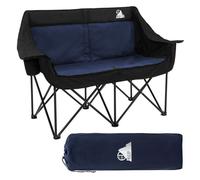 Canapé pliante double pour camping - ECD Germany - Bleu - avec porte gobelets et sac de transport