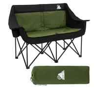 Canapé pliante double pour camping - ECD Germany - Kaki - avec porte gobelets et sac de transport