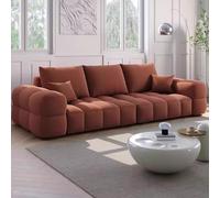 Canapé Pouf, canapé en Tissu Couleur Barbe à Papa Style crème français, Fauteuil Droit en Cuir véritable de Petite Taille(A6,2.6m)