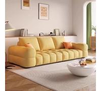 Canapé Pouf, canapé en Tissu Couleur Barbe à Papa Style crème français, Fauteuil Droit en Cuir véritable de Petite Taille(A2,2.4m)