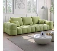 Canapé Pouf, canapé en Tissu Couleur Barbe à Papa Style crème français, Fauteuil Droit en Cuir véritable de Petite Taille(A3,3.6m)