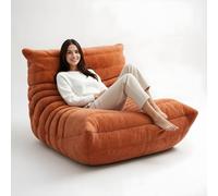 Canapé pouf de salon géant type chenille avec mousse haute densité, fauteuil pouf sans structure avec design ergonomique L-Shape Bean Bag Chair en tissu chenille doux pour salon, chambre à coucher