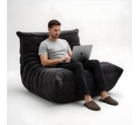 Canapé pouf de salon géant type chenille avec mousse haute densité, fauteuil pouf sans structure avec design ergonomique L-Shape Bean Bag Chair en tissu chenille doux pour salon, chambre à coucher