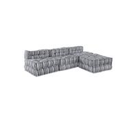 Canapé pouf modulable 4 places convertible en tissu gris clair