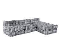 Canapé pouf modulable 4 places convertible en tissu gris clair