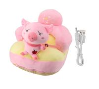 Canapé pour bébé, chaise de soutien au sol, siège en peluche, animal de dessin animé mignon, angle réglable, bébé apprend à s'asseoir, chaise avec câble USB pour les tout-petits, (Cochon rosé)