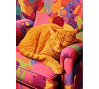 Canapé Pour Chat 5D DIY Diamond Painting Kit Complet pour Adultes et Enfants, 60x80cm, Broderie Diamant Plein Rond, Strass Point de Croix pour, Art Artisanat Décoration Murale Maison Cadeau E-569