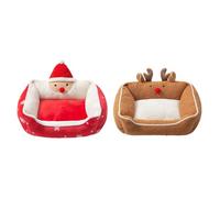 Canapé pour Chat de Noël Grand Format - Sofa en Peluche Doux à Fond Anti-Dérapant Lit Chaud et Confortable pour Chats Petits Chiens et Amoureux des Félins(Brown+Red)