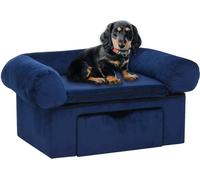Canapé pour chien avec tiroir bleu 75x50x38 cm peluche