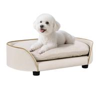 PawHut Canapé pour Chien, canapé pour Animal de Compagnie avec Coussin Amovible et Housse Lavable, en Velours, 66 x 43 x 19,5 cm, Beige