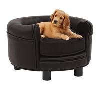 Canapé Pour Chien Coussin En Peluche En Similicuir Marron 48x48x32 Cm Petit Lit Pour Animal