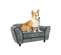 PawHut Canapé pour Chien, canapé pour Chat, Dossier capitonné au Toucher Velours néerlandais, Housse de Coussin Lavable, canapé pour Animaux domestiques, 74 x 41 x 32,5 cm, Gris