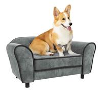 Canapé Pour Chien Design - Coussin Déhoussable - Dim. 74l X 41l X 32,5h Cm - Velours Gris