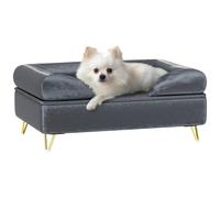 PawHut Canapé pour Chien, canapé pour Chat, Pieds en métal, revêtement en Velours néerlandais, canapé pour Animaux domestiques, Housse de Coussin Lavable, 76 x 53,5 x 34 cm, Gris