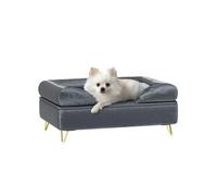 PawHut Canapé pour Chien, canapé pour Chat, Pieds en métal, revêtement en Velours néerlandais, canapé pour Animaux domestiques, Housse de Coussin Lavable, 76 x 53,5 x 34 cm, Gris