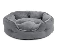 Canapé pour chien et chat de taille moyenne - Lavable en peluche douce avec base antidérapante - Anti-anxiété - Confortable et moelleux - Pour chiot de petite, moyenne et grande taille (gris, 50 x 48