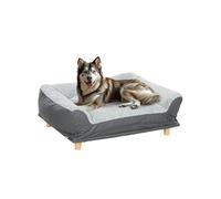 Canapé pour chien grande taille dim. 100L x 70l x 30H cm - housse zippée lavable - bois polyester gris Gris