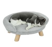 Canapé pour chien - PawHut - amovible lavable revêtement en peluche - pieds en bois de pin solide - 47 x 40 x 20 cm - gris