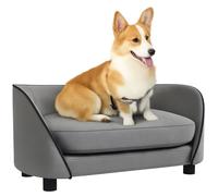 PawHut Canapé pour Chien, canapé pour Chat, Coussin Doux, Housse Amovible et Lavable, revêtement en Velours néerlandais, pour Chiens de Petite à Moyenne Taille, Gris