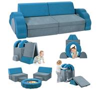 Canapé pour Enfant, Bloc de Mousse, canapé modulaire, lit Pliable Amusant, pour garçons et Filles, Intelligence du développement, canapé de Jeu 10 pièces pour Enfants (Couleur Gris Bleu)