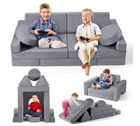 Canapé pour Enfant, Bloc de Mousse, canapé modulaire, lit Pliable Amusant, pour garçons et Filles, Intelligence du développement, canapé de Jeu 14 pièces pour Enfants (Gris)