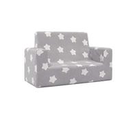 vidaXL Canapé pour enfants à 2 places – Gris clair étoiles – Peluche douce