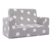 Canapé pour enfants à 2 places Gris clair étoiles Peluche douce Gris G