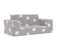 vidaXL Canapé enfants 2 places – Mini canapé gris clair à étoiles en peluche douce