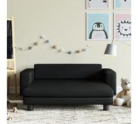 Canapé pour enfants avec pouf Noir 100x50x30 cm Similicuir