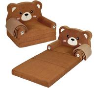 Canapé pour enfants, canapé 2 en 1 doux pliable avec couverture, chaise confortable, canapé convertible en peluche en chaise longue, cadeau pour enfants, filles et garçons, ours en peluche