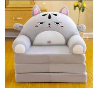 Canapé pour enfants/canapé paresseux à trois couches pliable avec joli motif de dessin animé en peluche douce pour bébé Motif lapin gris avec doublure de remplissage Idéal pour bébé