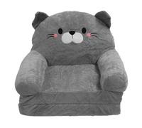 Canapé pour enfants, chaise pour tout-petits en peluche, design mignon de chat, siège pliable pour le sol avec accoudoirs, canapé-lit gris en éponge douce pour faire la sieste, (2 niveaux)