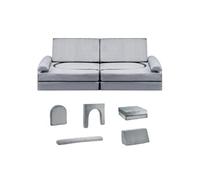 VEVOR Canapé de Jeu Modulaire pour Enfants Composant 10PCs, Canapé Sectionnel Convertible, avec Accoudoirs, en Éponge 28D et Poils Courts, Sofa Tout-Petits pour Chambre d’Enfants Salle de Jeux, Gris