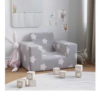 Canapé pour enfants en peluche - vidaxl - Gris clair avec étoiles - 52x38x34 cm - Housse amovible