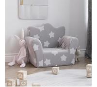 Canapé pour enfants - vidaXL - Gris clair avec étoiles - Peluche douce - Housse amovible - 54x34x45 cm - Mousse épaisse