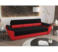 CANAPE REBI BIS avec fonction sommeil RAINBOW 15+22 noir/rouge avec coffre de rangement Canapé salon Canapé lit Coffre de lit